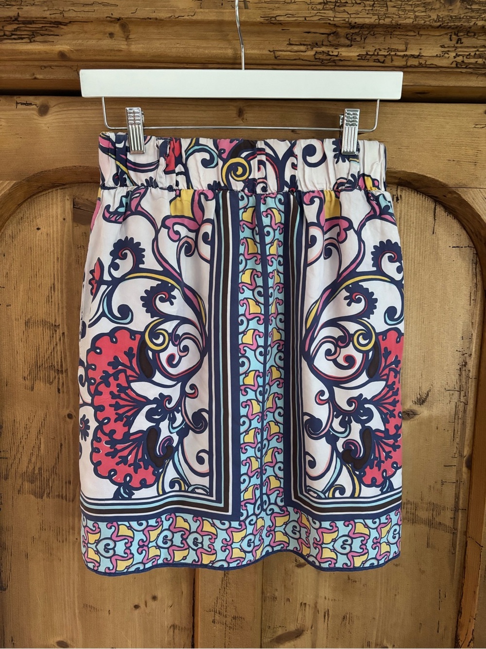 Lilly Pulitzer White Cameo W Bells On 100% Silk Mini Skirt Size S